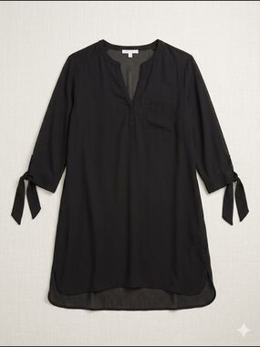 DR2 Black Tie-Sleeve Tunic Dress